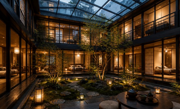 RAI都市型旅館 — 室内中庭コンセプト