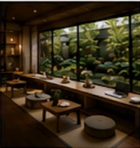 庭を望むラウンジ